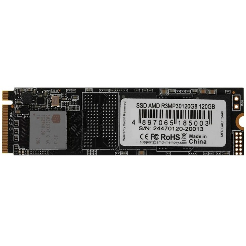Жесткий диск SSD M.2 120Gb AMD Radeon R3, 1800/1250MBs, 90000 IOPS, 3D TLC NAND, 2280, PCI-E 3.0x4 (R3MP30120G8)