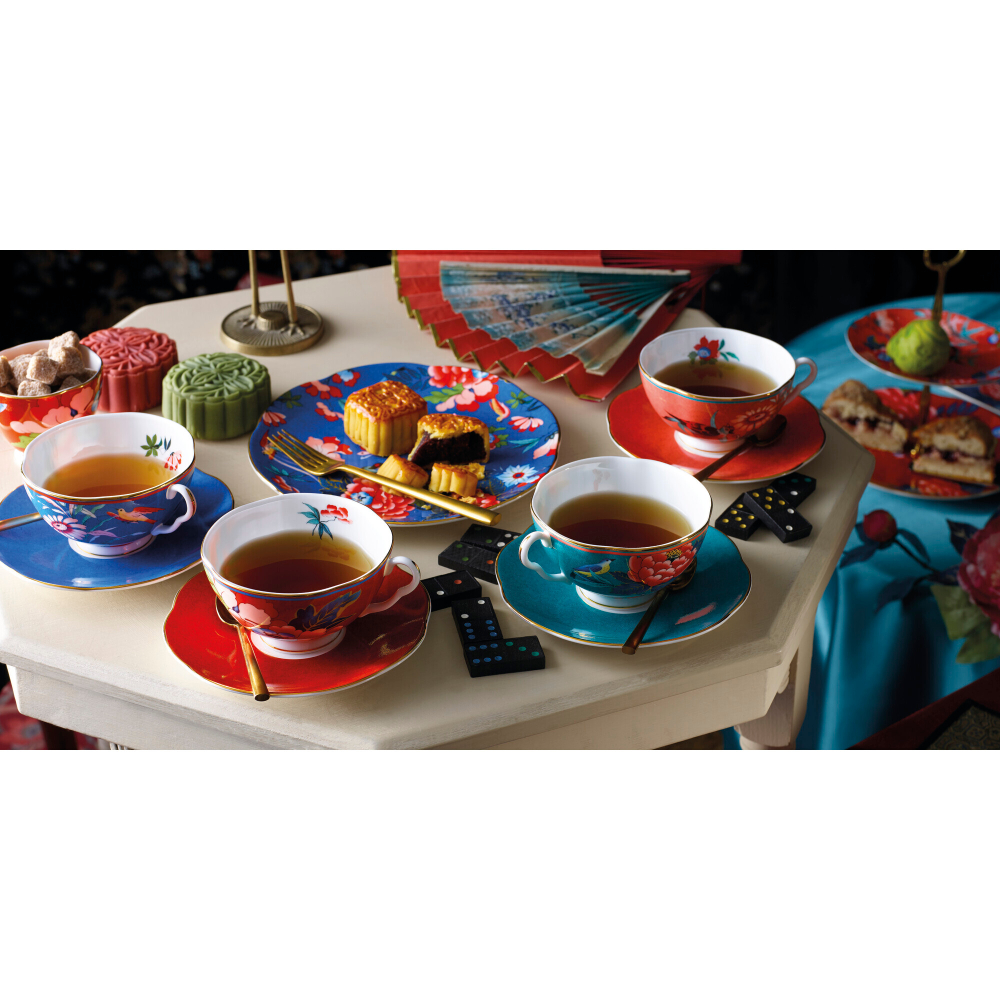 Чайная пара 320мл Wedgwood Пионы коралловая