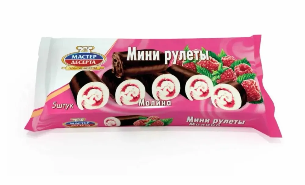 Мини-рулеты бискв Мастер Десерта с кремом и  начинкой малина 175г