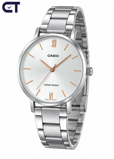 CASIO LTP-VT01D-7B CASIO Collection женские наручные часы — серый циферблат, тонкий корпус и элегантный стальной браслет