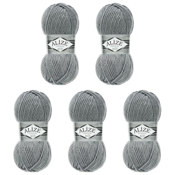 Пряжа Alize (Ализе) Superlana Maxi / уп.5 мот. по 100 г, 100м, 087 угольно-серый A