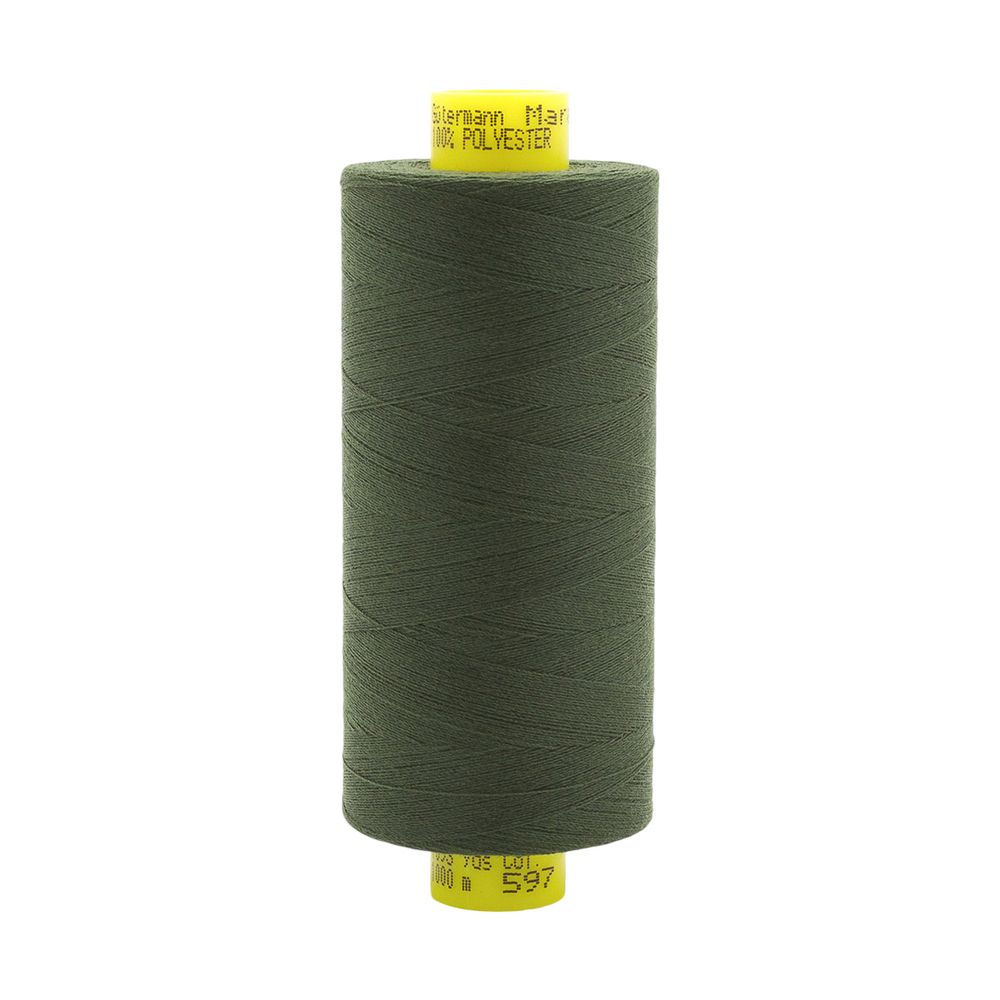 Нитка Gutermann Mara 150 (1000 метров), 1 кат., особо тонкая | 597 зеленый хаки