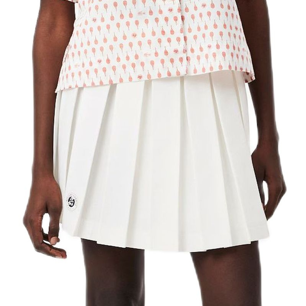 Теннисная юбка Lacoste Roland-Garros Edition Short Pleated - white