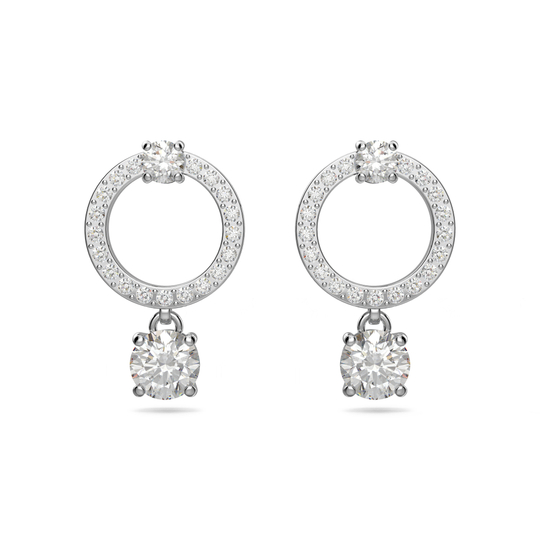 Constella hoop earrings Round cut, White, Rhodium plated