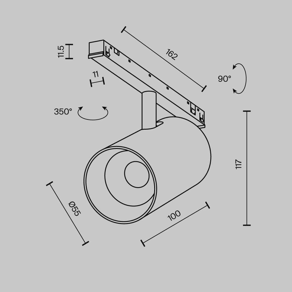 Трековый светильник Technical TR243-4-12WTW-DSZ-B