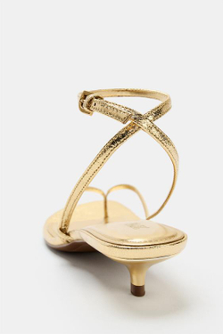 ZARA БОСОНОЖКИ KITTEN С МЕТАЛЛИЧЕСКИМ БЛЕСКОМ, ЗОЛОТИСТЫЙ