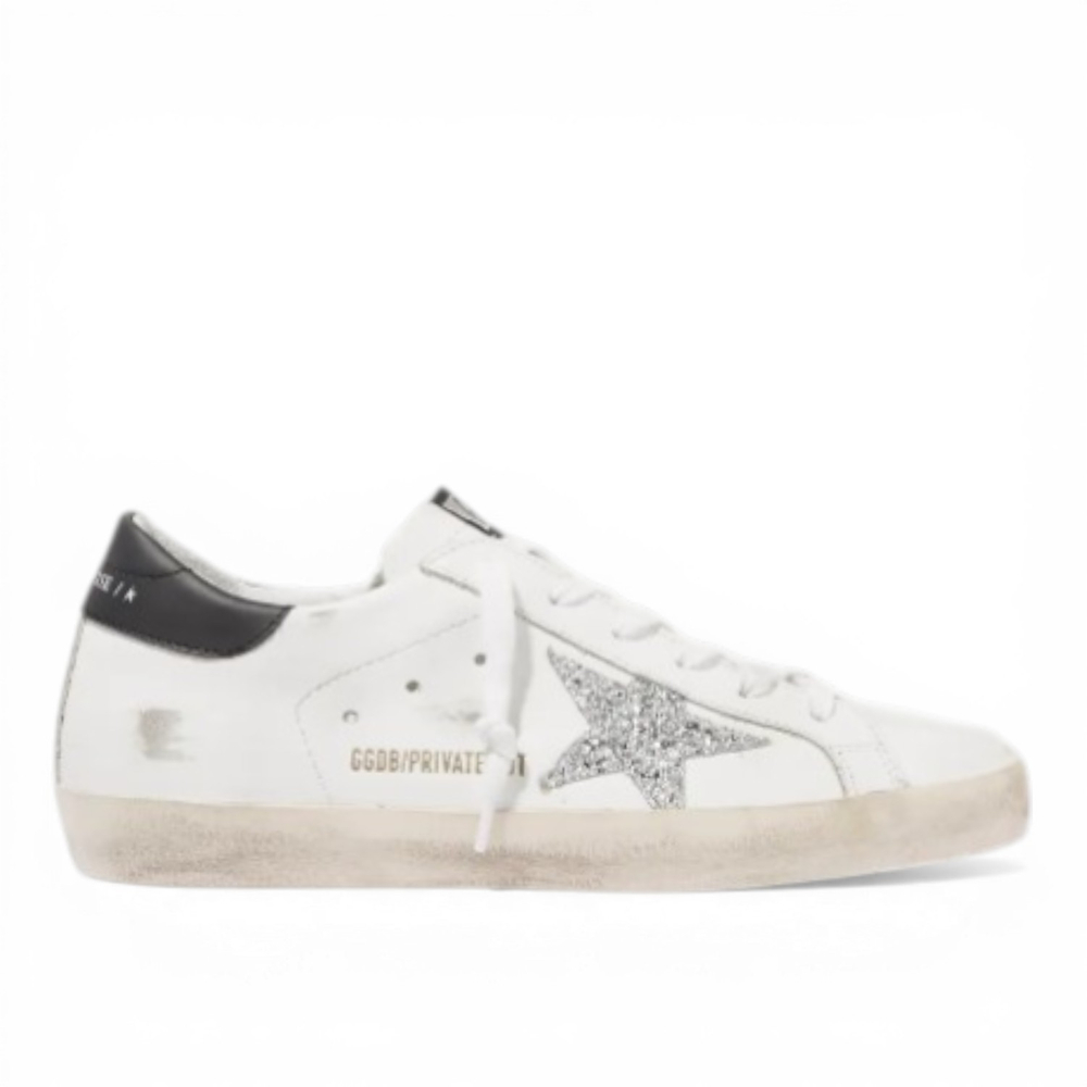 Кеды GOLDEN GOOSE Superstar distressed glittered leather sneakers
