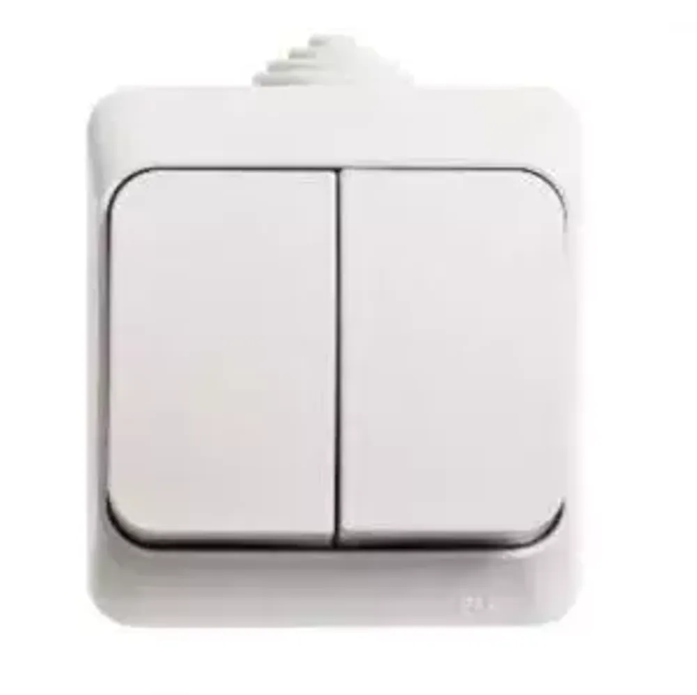 Electric Белый Выключатель 2-клавишный IP44 открытая установка