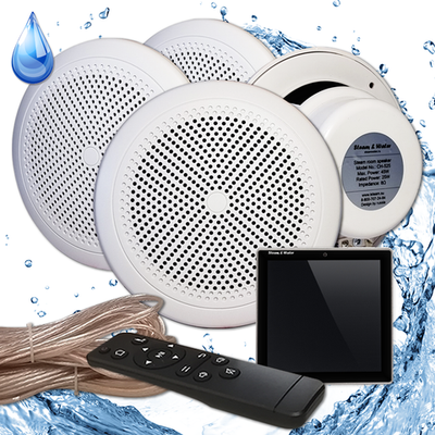 Комплект влагостойкой акустической системы для бани, сауны и хамама Steam&water SW4-Black SENSOR