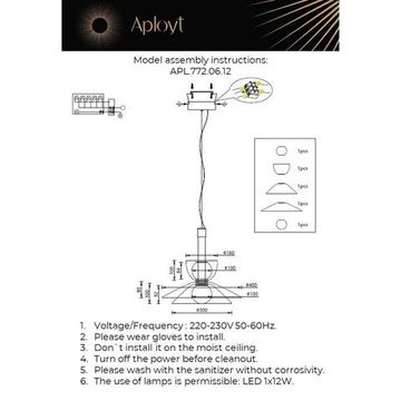 Светильник подвесной LED 12W 3000K APL.772.06.12 чёрный/янтарный Daga Aployt
