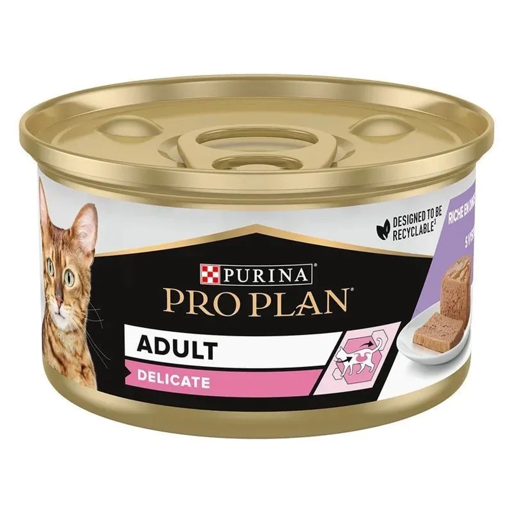Корм для кошек Pro Plan DELICATE, паштет со вкусом индейки, для чувствительного пищеварения