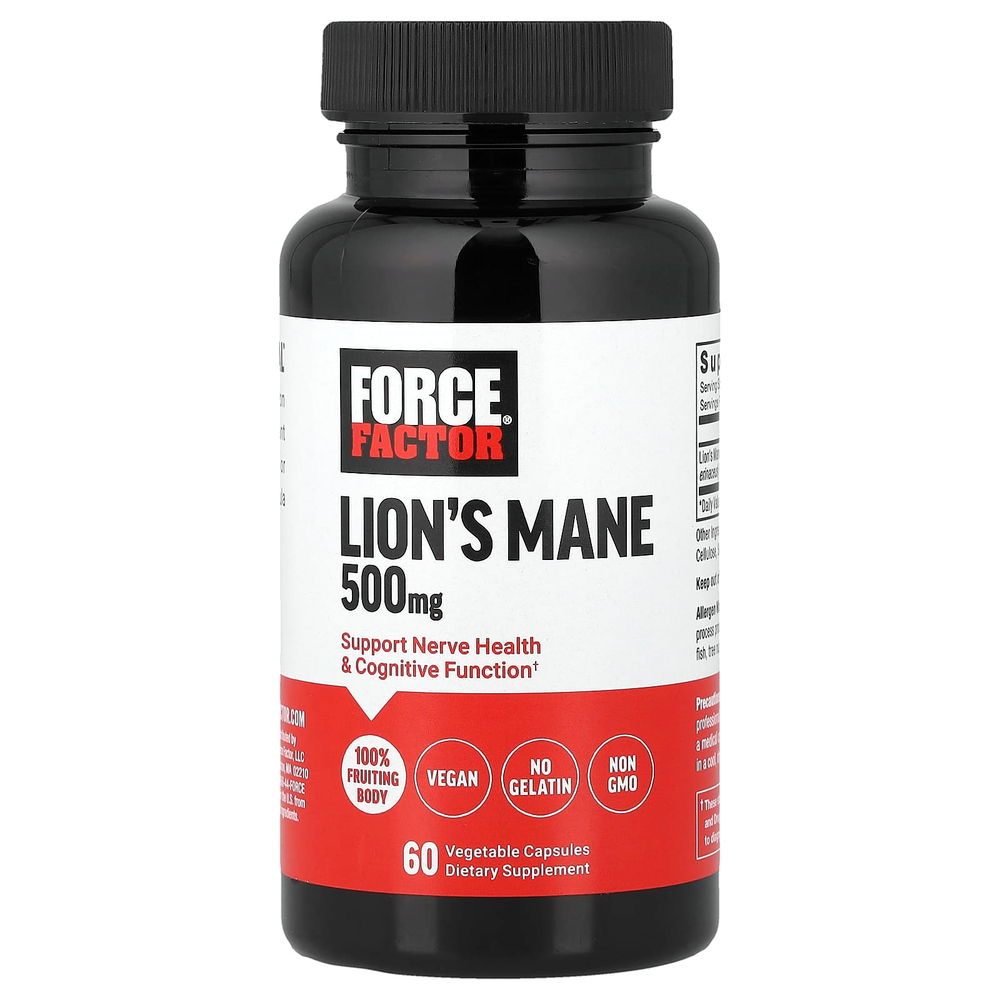 Force Factor, ежовик гребенчатый, 500 мг, 60 растительных капсул