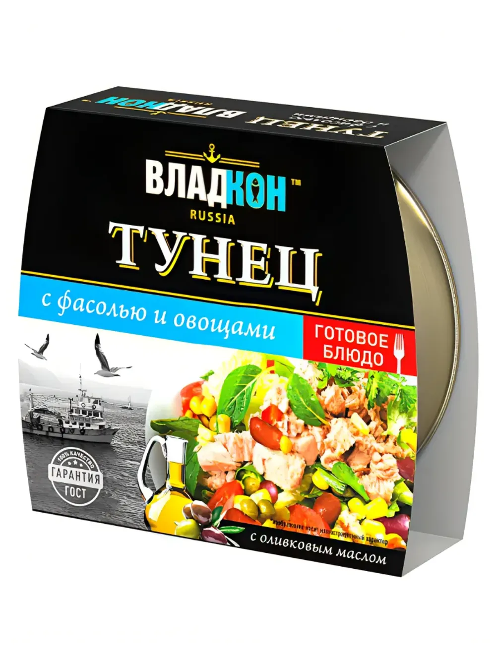 Тунец желтоперый с фасолью и овощами ж/б 160гр