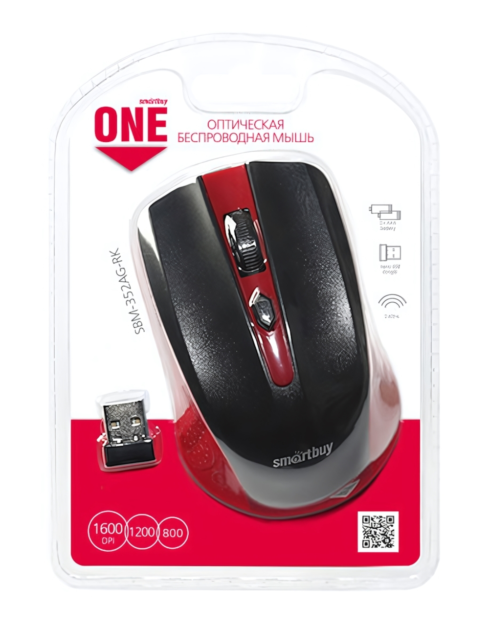 Мышь беспроводная Smartbuy SBM-352AG-RK Red/Black