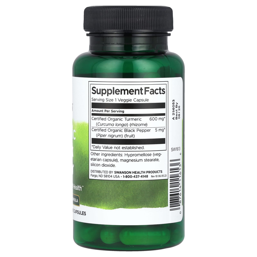 Swanson Vitamins, Куркума и черный перец, 60 растительных капсул