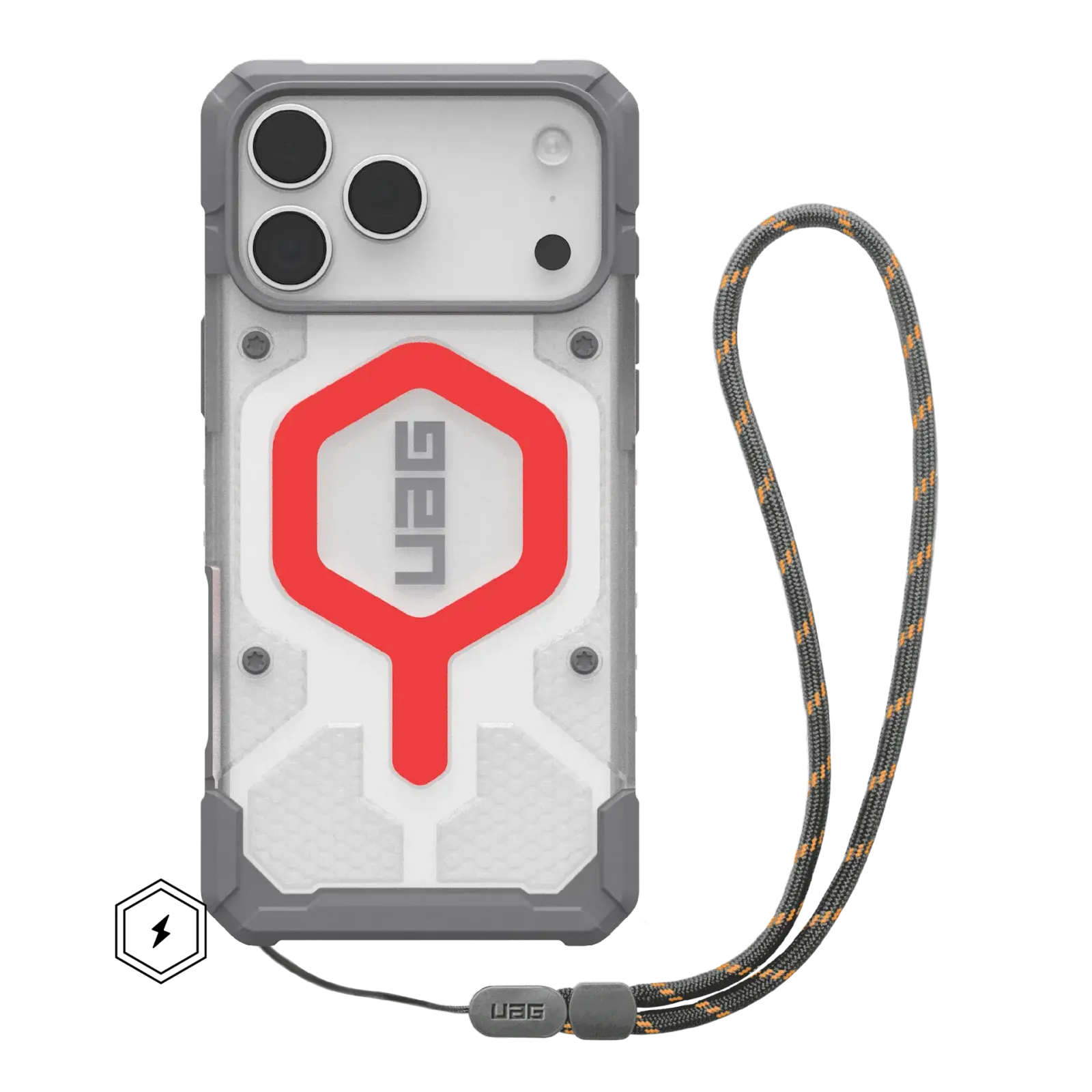 UAG Pathfinder Clear Lanyard with MagSafe Series Case for Apple iPhone 17 Pro Max Active Lava Case + Active Lava Lanyard (Серый)