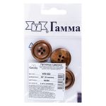 Пуговицы дерево 4 прокола 40L=25 мм, 4 шт, №300 коричневый, Gamma WB-082