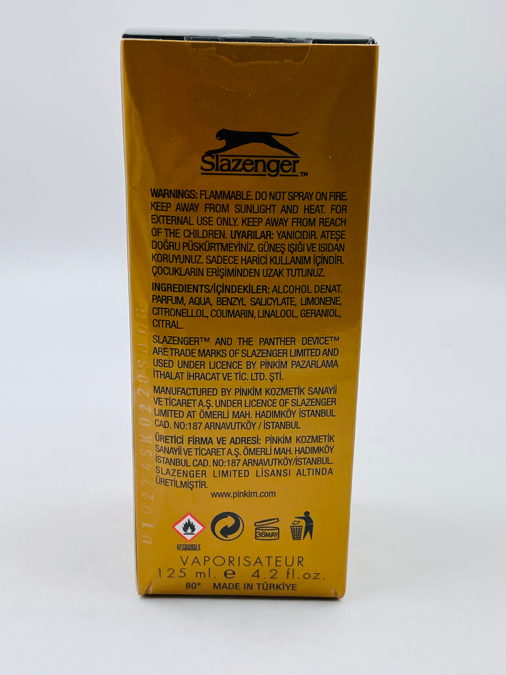 Slazenger Туалетная вода мужская Active Sport Gold, 125 мл (Турция)