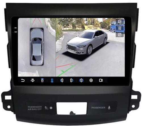 Магнитола для Mitsubishi Outlander XL, Peugeot 4007, Citroen C-Crosser - FarCar BX056M-360 монитор 9.5" 2K QLED на Android 13, Быстрая, CarPlay, 4G SIM-слот, 4 камеры в комплекте
