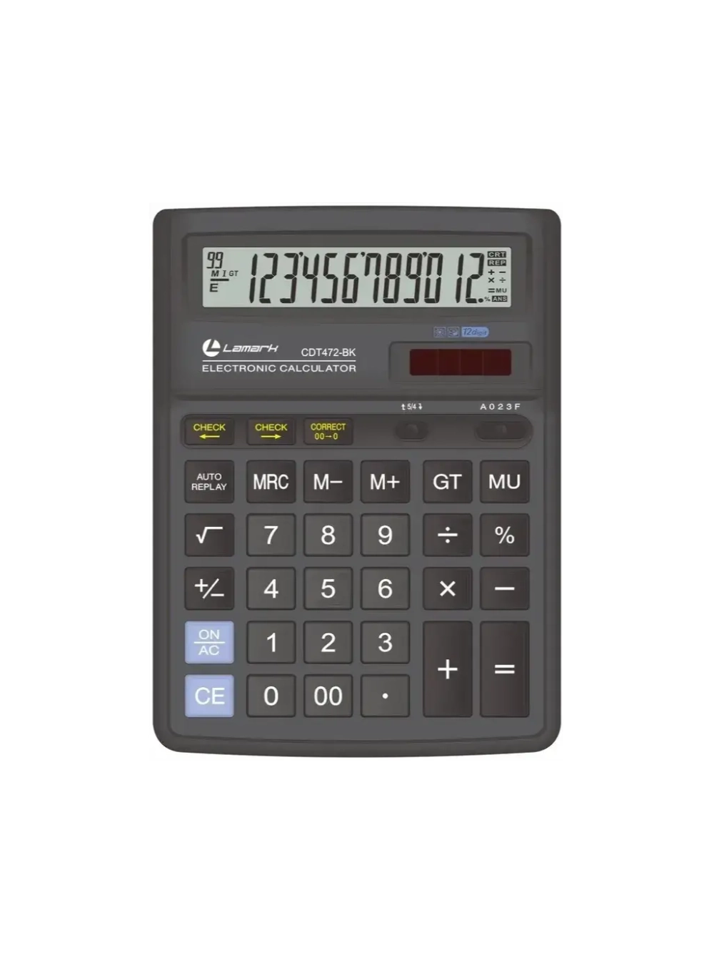Калькулятор LAMARK 12 раз. бухгалтерский, 193х143х38,4 мм, черный CDT472-BK