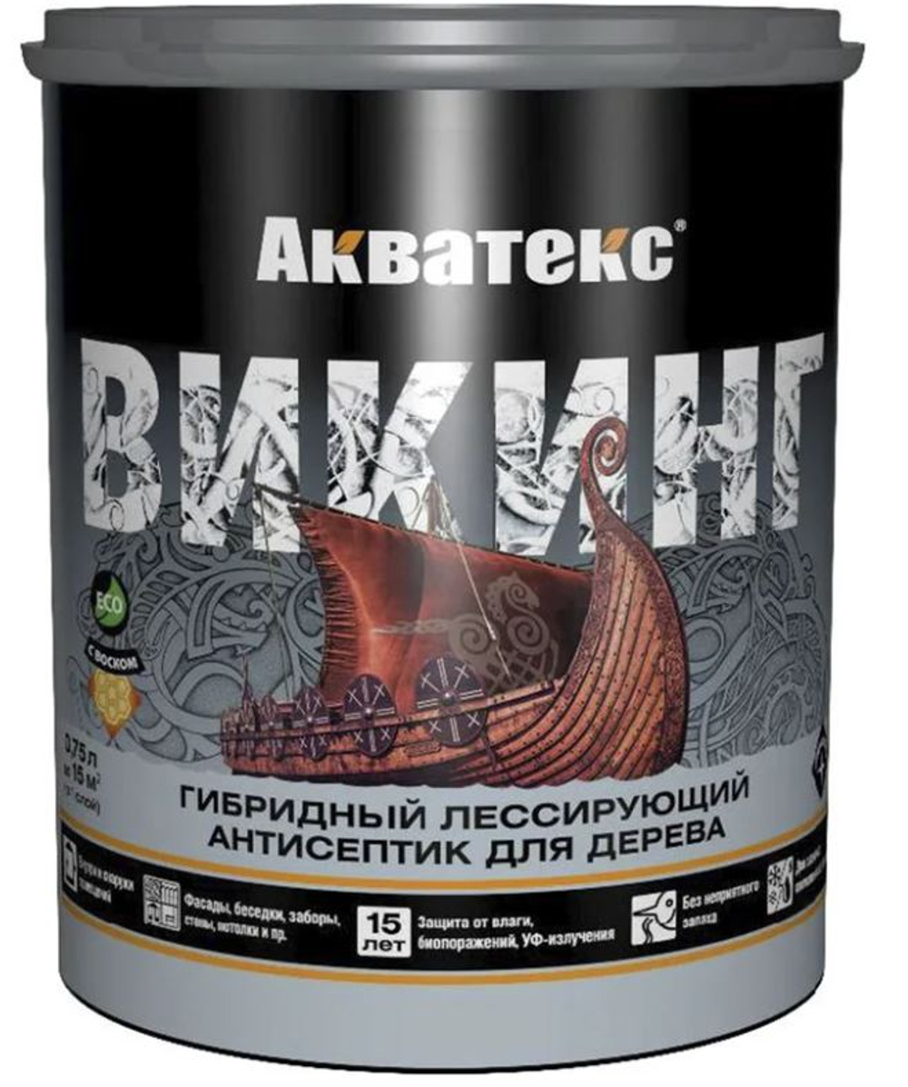 Антисептик для дерева Акватекс Викинг 65079, лессирующий, полуматовый, 0,75 л, палисандр