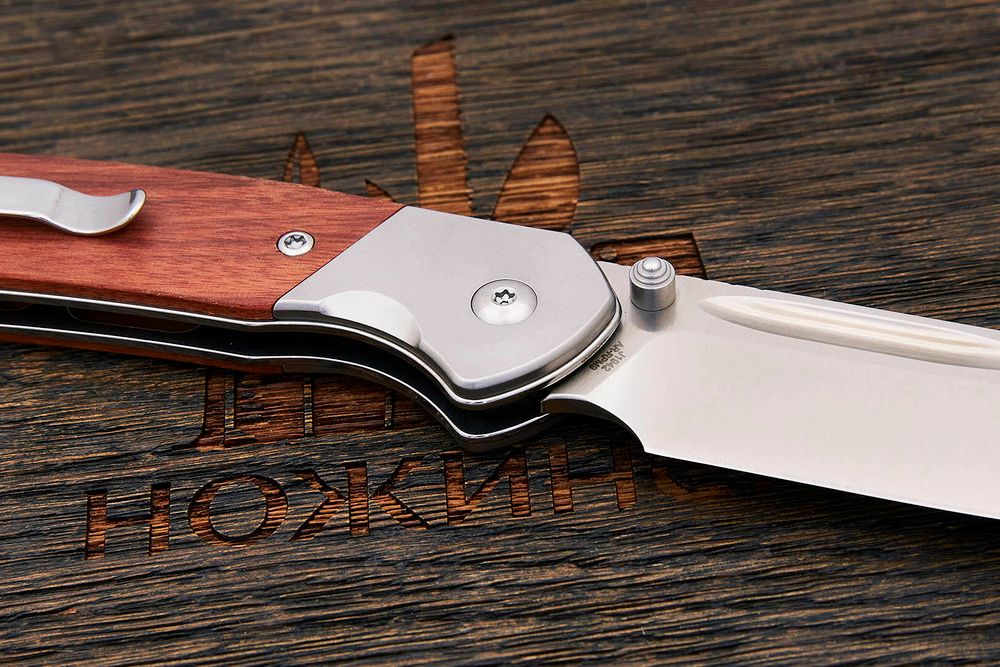 Нож складной CJRB J1942-RW Pyrite Bowie, клинок 80мм, сталь AR-RPM9, рукоять: дерево, сталь