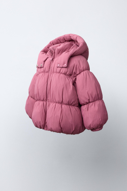 ZARA СТЕГАНАЯ КУРТКА WATER REPELLENT, МАЛИНОВЫЙ