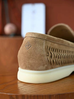 Светло-коричневые лоферы Loro Piana Summer Walk с плетением