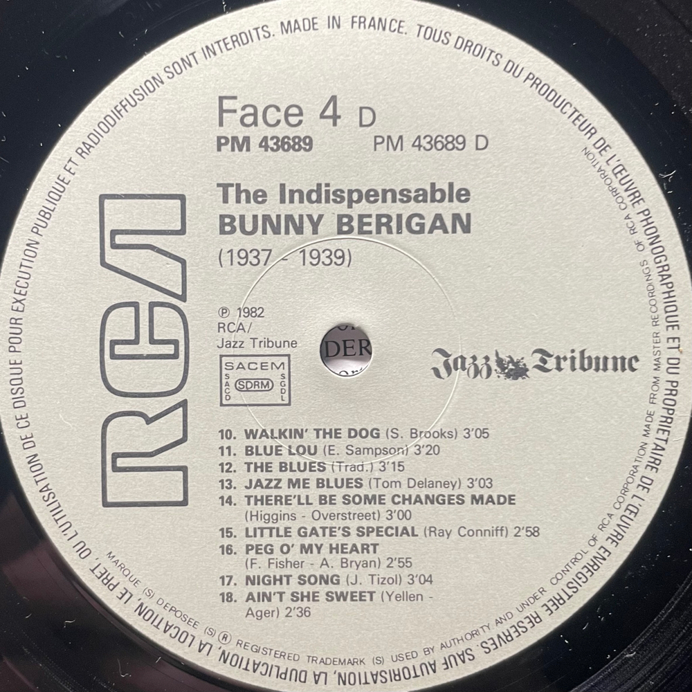 Bunny Berigan ‎– The Indispensable Bunny Berigan 2LP (Франция 1982г.)