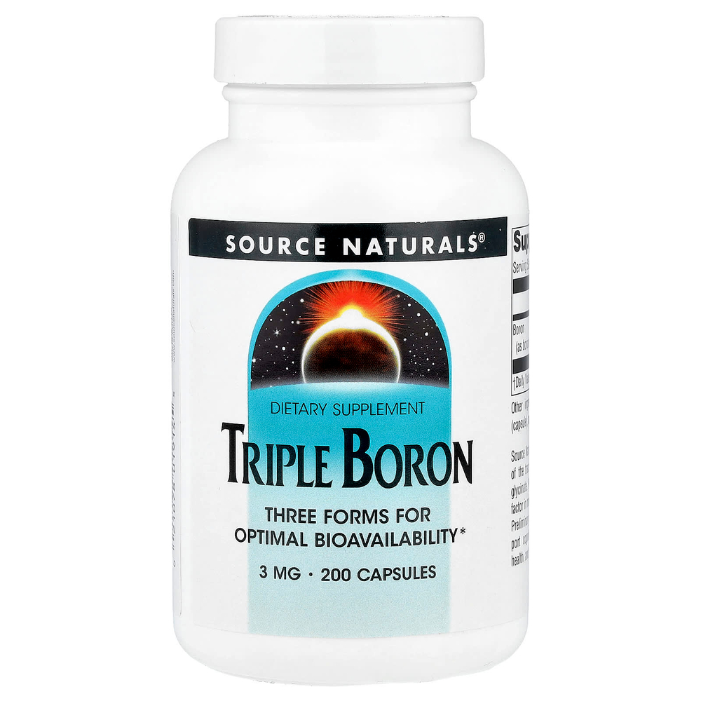 Source Naturals, Triple Boron, 3 мг, 200 капсул