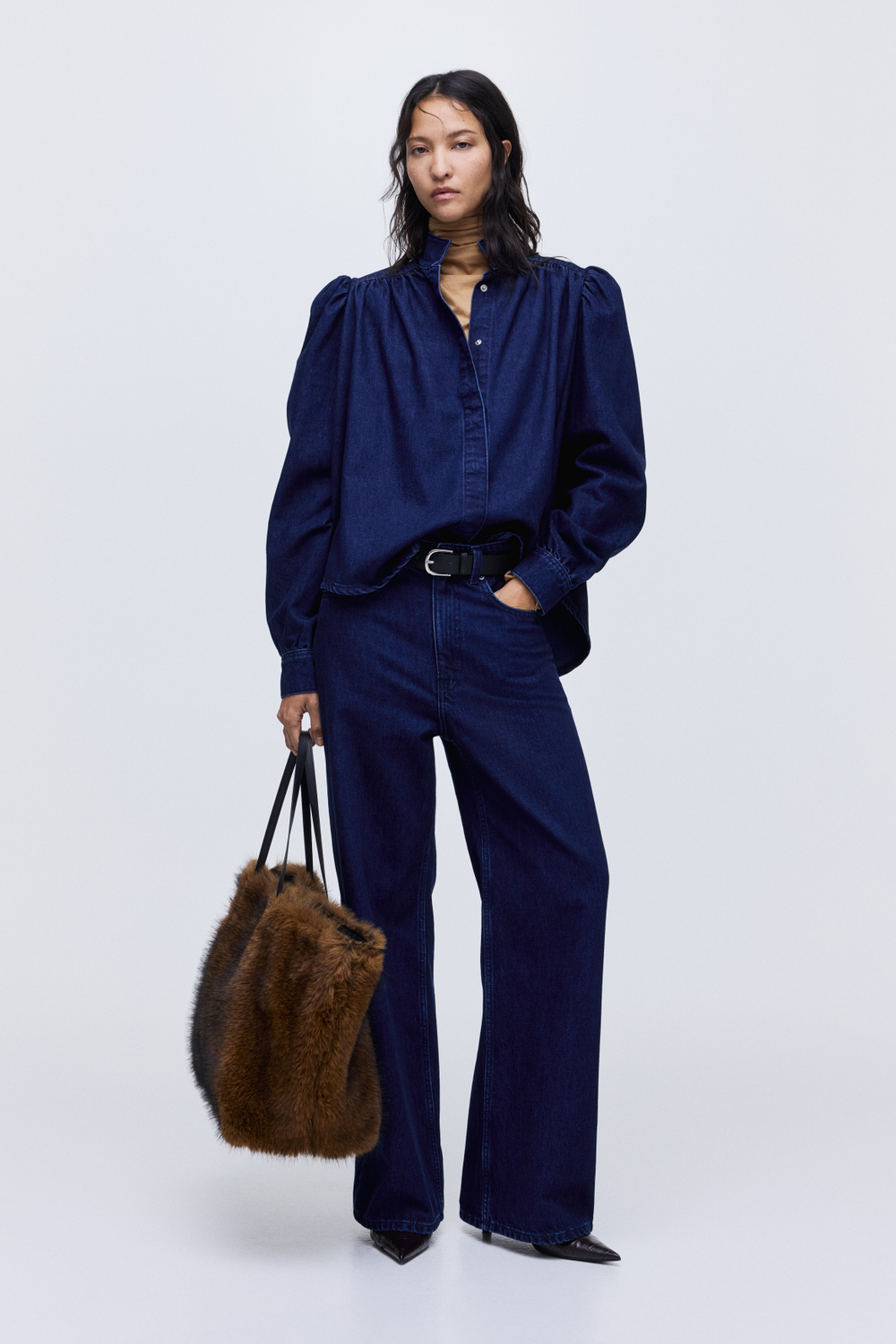 Блузка из денима оверсайз - H&M