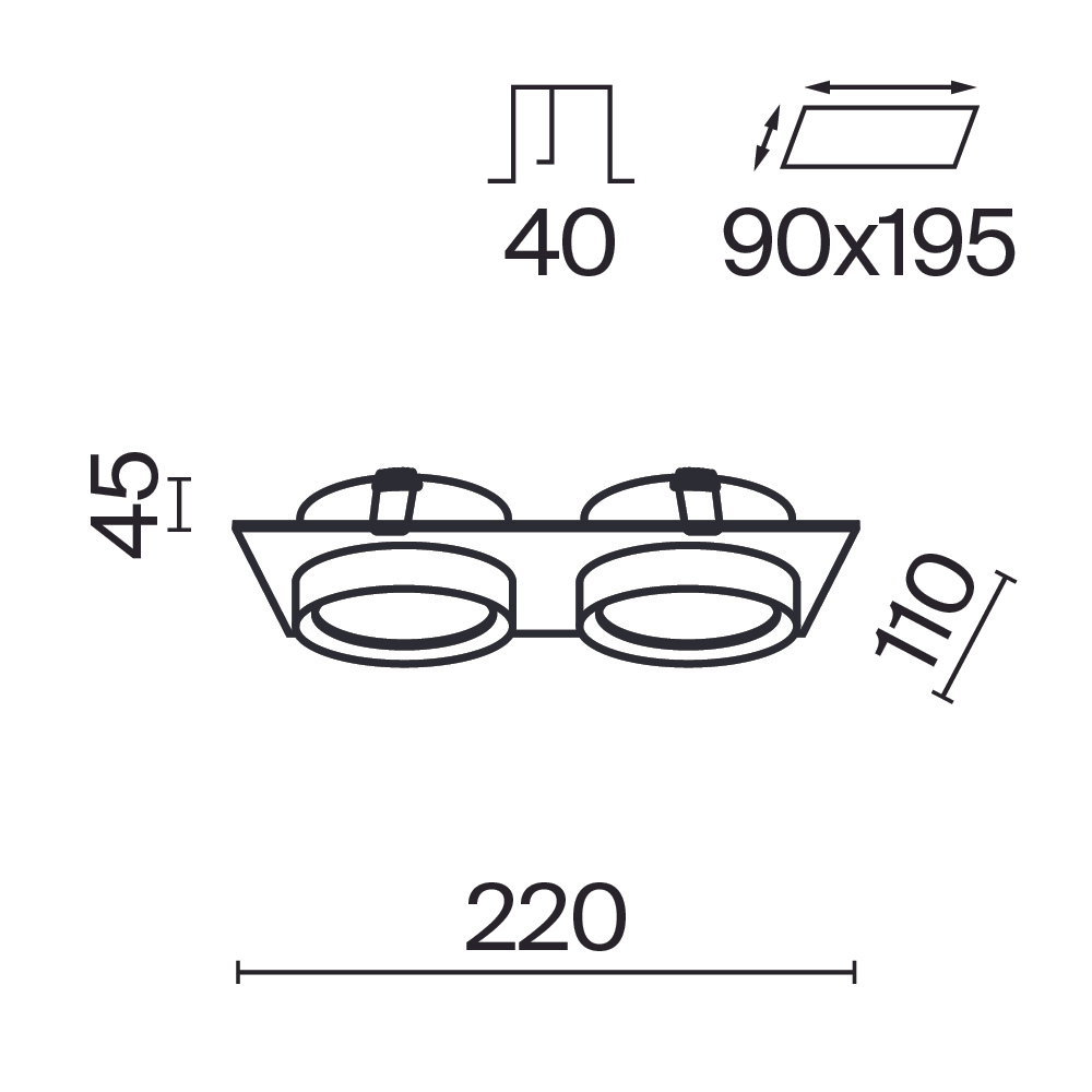 Встраиваемый светильник Technical DL086-02-GX53-SQ-W