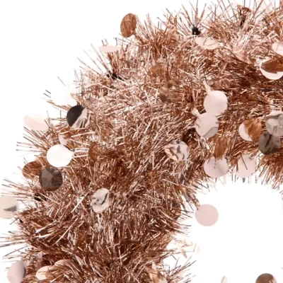 Венок декоративный TINSEL «Изящный блеск» 38 см, Розовое золото