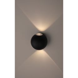 Светильник декоративный настенный светодиодный ЭРА WL11 BK 2х1Вт 3000К IP54 черный для интерьера и фасадов зданий | Фасадная декоративная подсветка