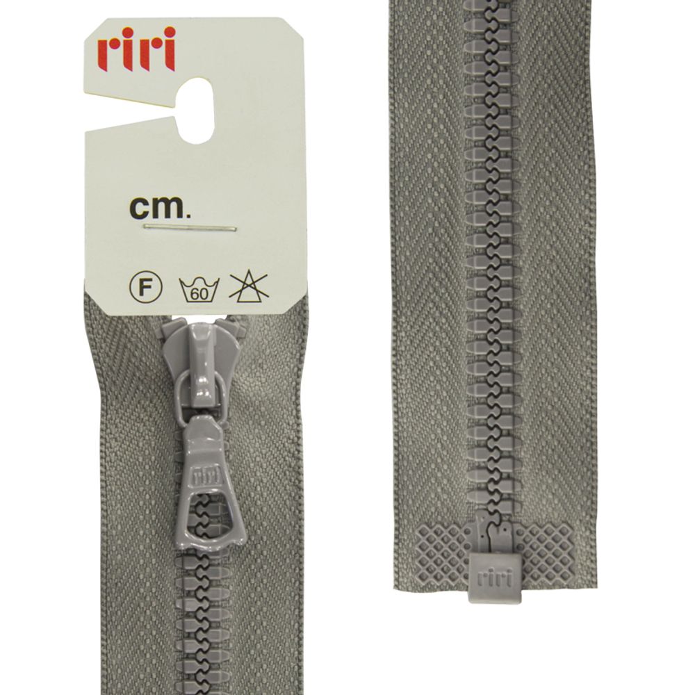 Молния трактор RIRI Т6 (6 мм) 1 зам., разъем., 55 см, цв.2106, серый, 1 шт