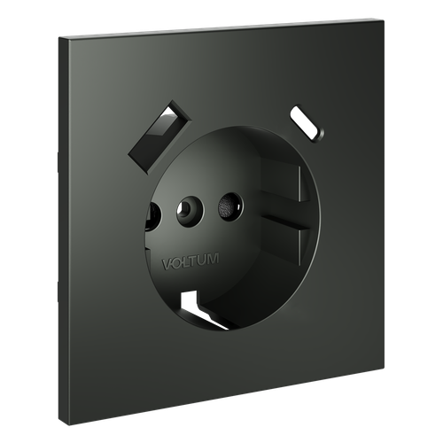 Накладка для розетки с заземлением и защитными шторками, с USB A+C, (титан) Voltum S70 VLS001006