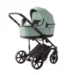 Детская универсальная коляска Adamex Locco Deluxe LL-SA20 (2в1) Серо-зеленая экокожа