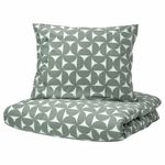Комплект постельного белья IKEA ANGSNEJLIKA (ЭНГСНЕЙЛИКА), Односпальный, Серо-зеленый, 150x200, 50x80 см
