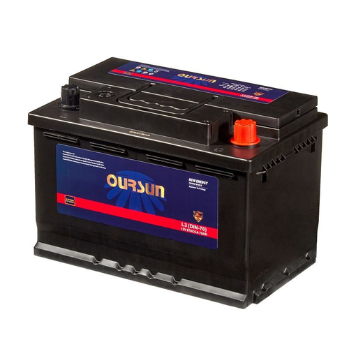 Аккумулятор OURSUN DIN L3 (DIN-70), 70Ah, 670A, 278x174x190, бортик L3DIN70