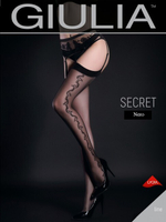 Чёрные чулки под пояс с фантазийным узором SECRET NERO , 20 den , 1/2 XSS (Цвет: черный)