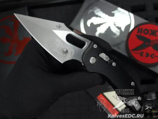 Microtech Stitch Ram-Lok S/E - нож складной, черн. алюм. рук-ть, стоунвош клинок