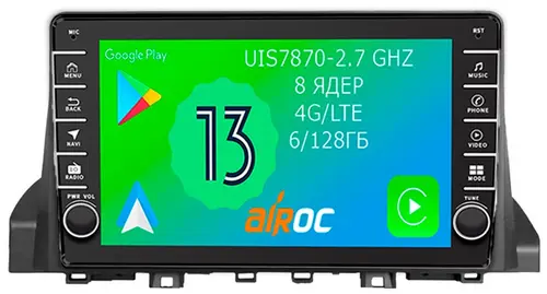Магнитола для Москвич 3, JAC JS4 2022-2024 - Airoc AB-3304 (кнопки и крутилки), Android 13, Быстрая, SIM-слот, CarPlay