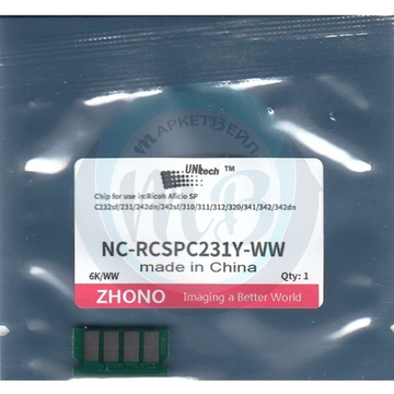 Чип для картриджа SPC310HE Ricoh SP C231/C342/C311 (6K) yellow UNItech (Zhono)