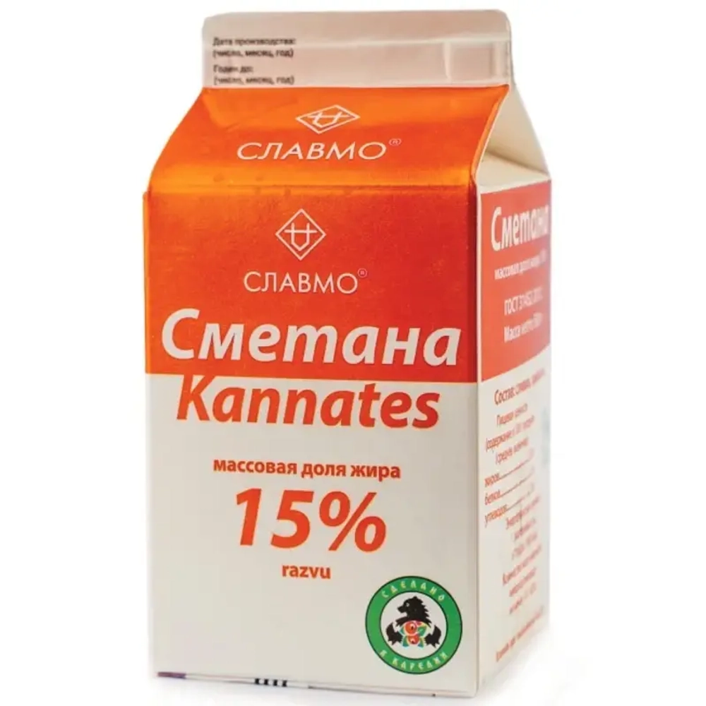 Сметана 15% 500г Славмо