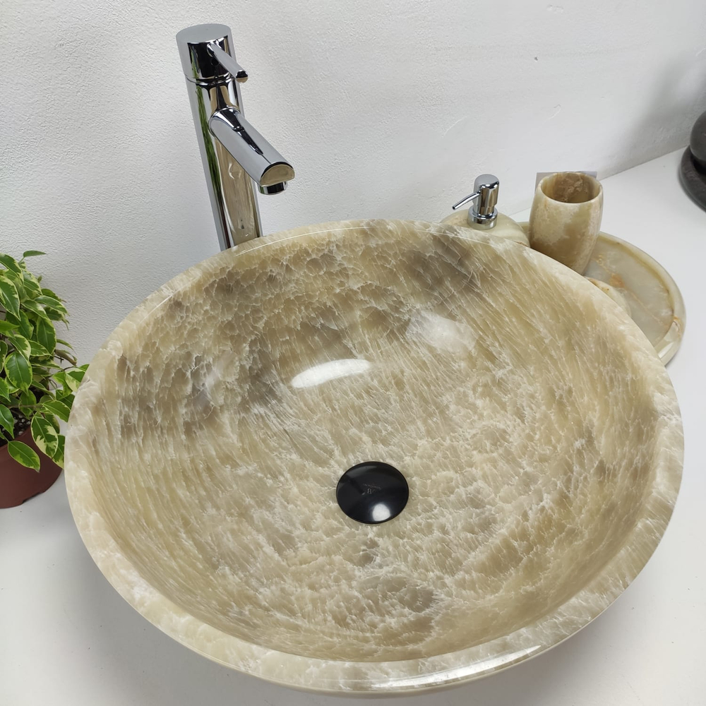 Раковина из оникса Bowl Grey BO-61089 45x45x17 из натурального камня