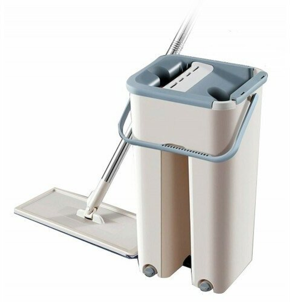 Комплект для уборки швабра и ведро с отжимом Cleaning Mop бежевый