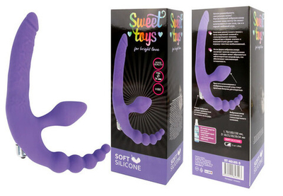 Безремневой страпон с вибрацией Sweet Toys (фиолетовый) (Цвет: фиолетовый)