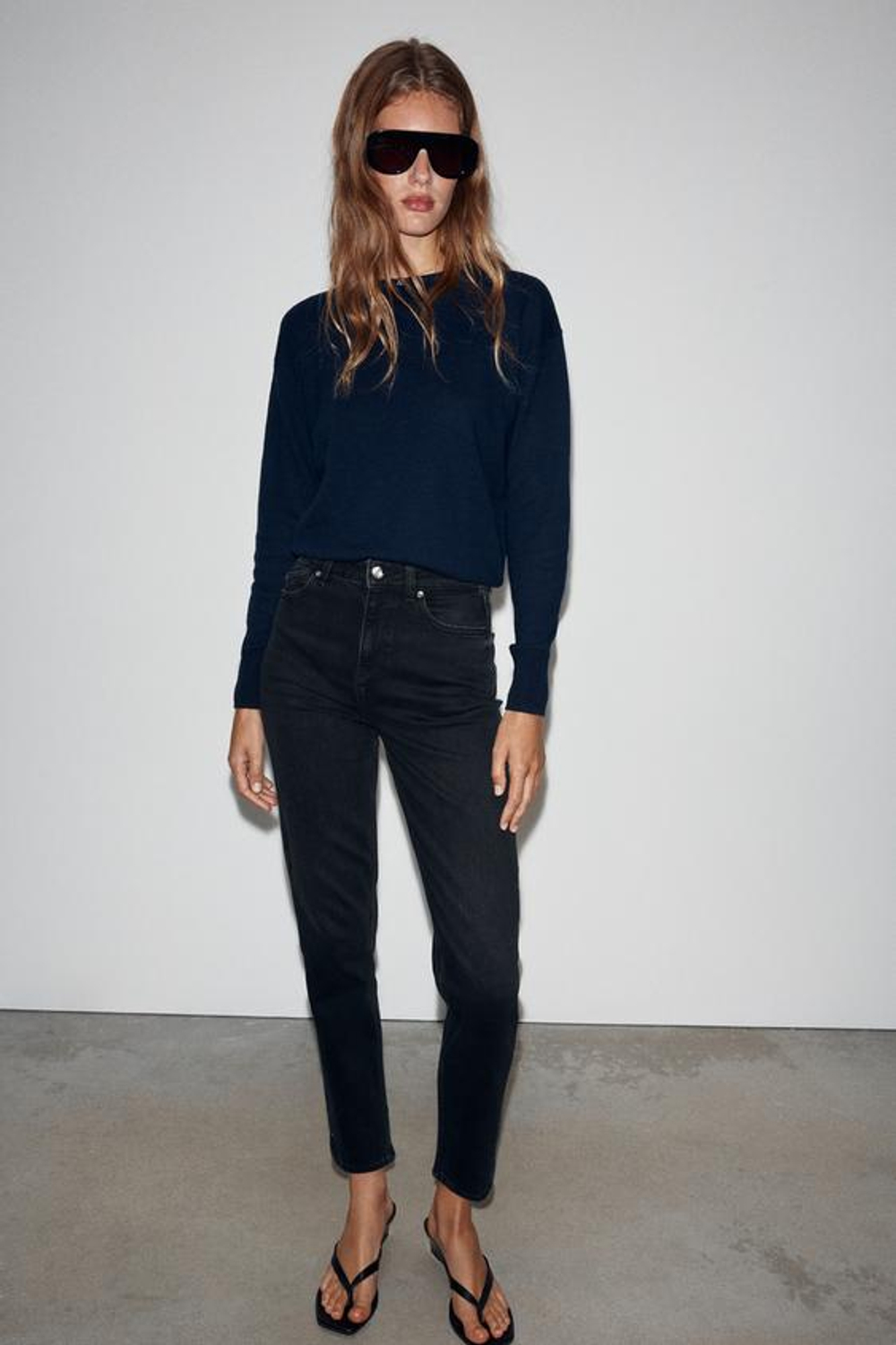 ZARA ДЖИНСЫ Z1975 MOM FIT С ВЫСОКОЙ ПОСАДКОЙ, ЧЕРНЫЙ