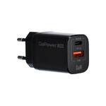 Сетевое зарядное устройство GoPower GPQC09 1USB+1Type-C 35W QC3.0 GAN черный
