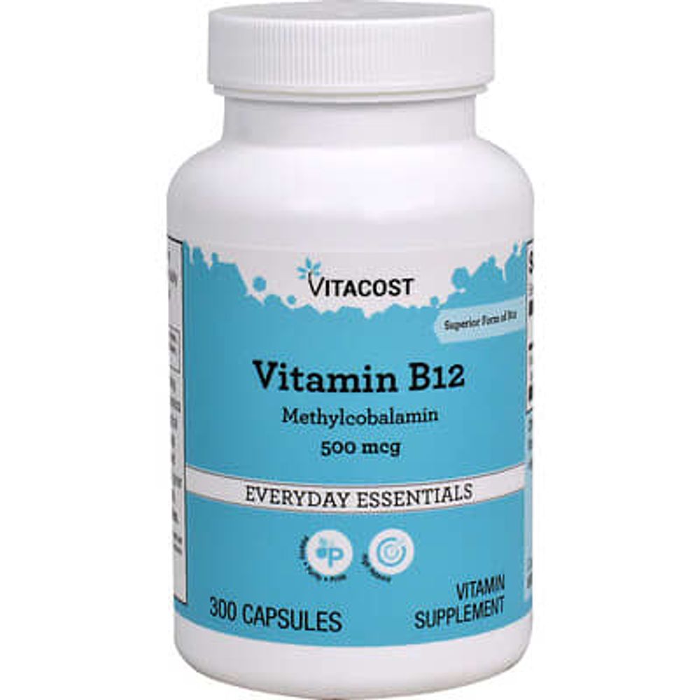 Vitacost, Витамин B12, 500 мкг, 300 капсул